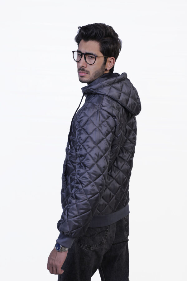 Bomber Jacket with Detachable Hoodie (Grey) - Image 5